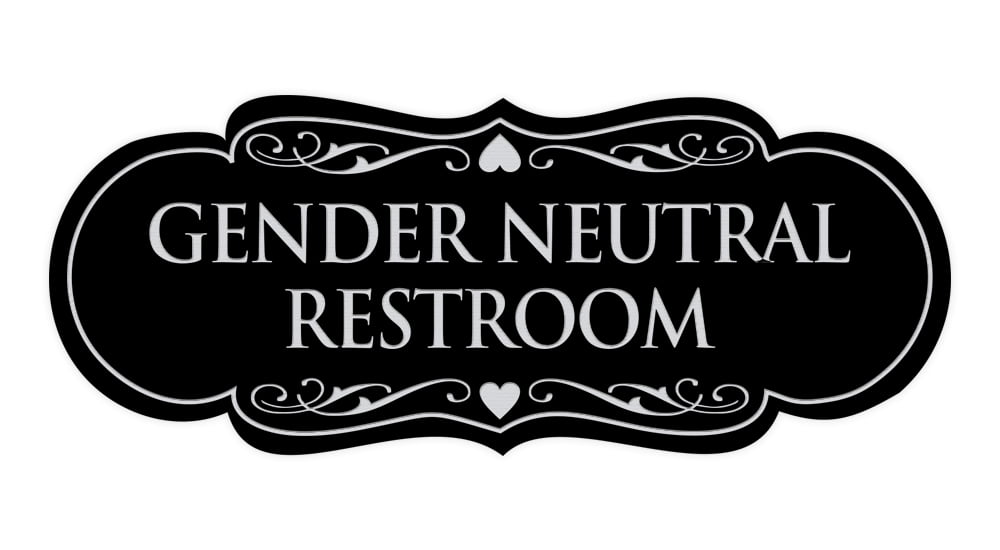 Signs ByLITA Designer Gender Neutral Restroom Sign (Black / Silver ...