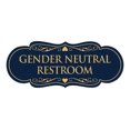 thumbnail image 1 of Signs ByLITA Designer Gender Neutral Restroom Sign (Navy Blue/Gold) - Medium, 1 of 5
