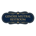 thumbnail image 1 of Signs ByLITA Designer Gender Neutral Restroom Sign (Navy Blue/Gold) - Small, 1 of 5