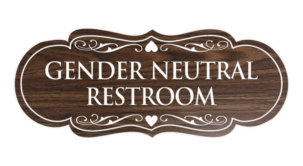 Signs ByLITA Designer Gender Neutral Restroom Sign (Walnut) - Medium ...