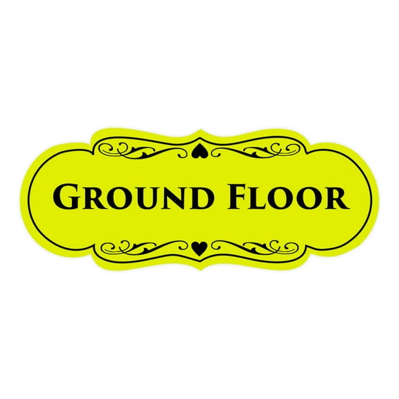 Signs ByLITA Designer Ground Floor Sign (Yellow / Black) - Medium