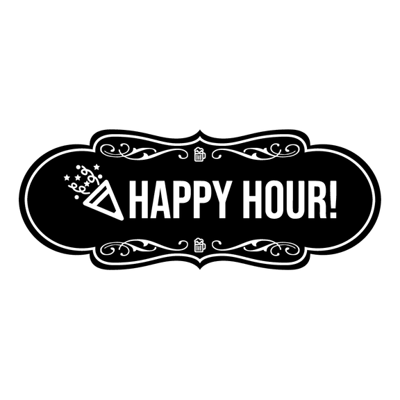 Signs ByLITA Designer Happy Hour! Sign (Black) - Small