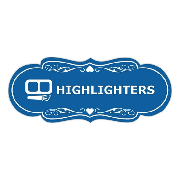 Signs ByLITA Designer Highlighters Makeup Area Sign (Blue) - Large