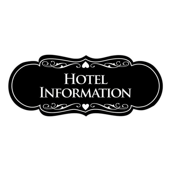 Signs ByLITA Designer Hotel Information Sign (Black) - Medium