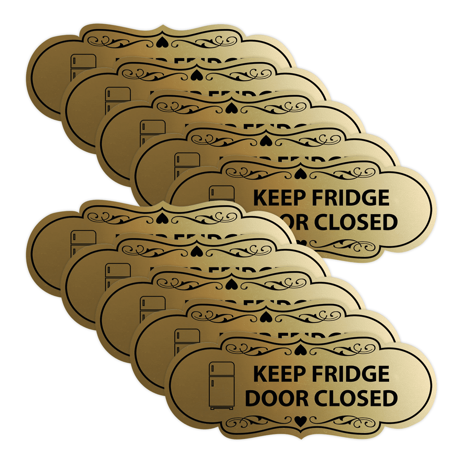 Vip Fridge Sign Signs ByLITA Designer Keep Fridge Door Closed Sign (Brushed Gold ...