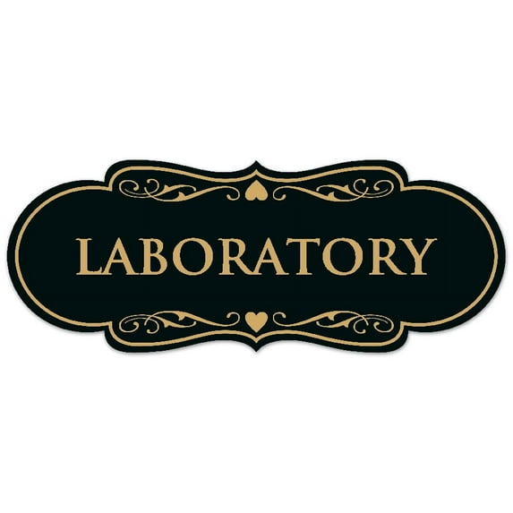 Signs ByLITA Designer Laboratory Sign - Easy Installation | Durable Wall or Door Sign (Black Gold) - Large