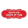 thumbnail image 1 of Signs ByLITA Designer Laundry Room: Loads of Fun Durable ABS Plastic Laser Engraved Easy Installation Elegant Design Sign (Red) - Small, 1 of 8