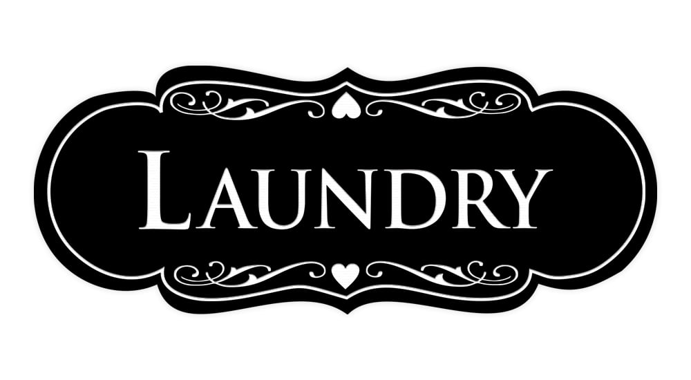 Small Black Designer Laundry Sign with Laser Engraving