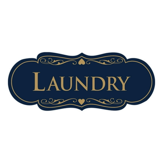 Signs ByLITA Designer Laundry Sign (Navy Blue/Gold) - Large 3.5x9"