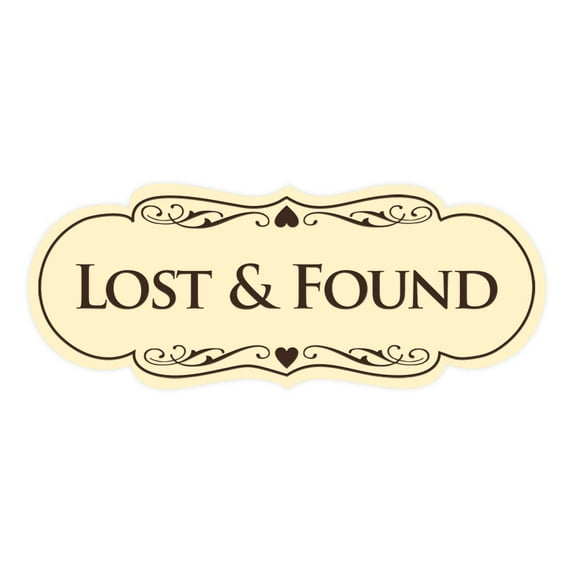 Signs ByLITA Designer Lost & Found Sign (Ivory/Dark Brown) - Small