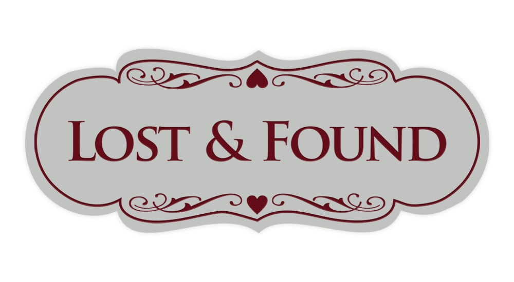 Found Sign Sticker Signs ByLITA Designer Lost & Found Sign (Light Grey / Burgundy) - Large ...
