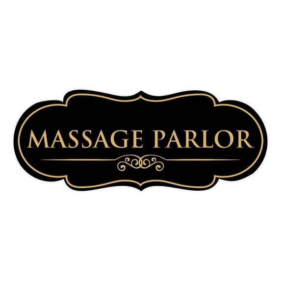 Signs ByLITA Designer Massage Parlor Elegant Design Clear Messaging Durable Construction Easy Installation Sign (Black /Gold) - Small