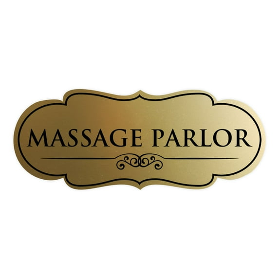 Signs ByLITA Designer Massage Parlor Elegant Design Clear Messaging Durable Construction Easy Installation Sign (Brushed Gold) - Medium