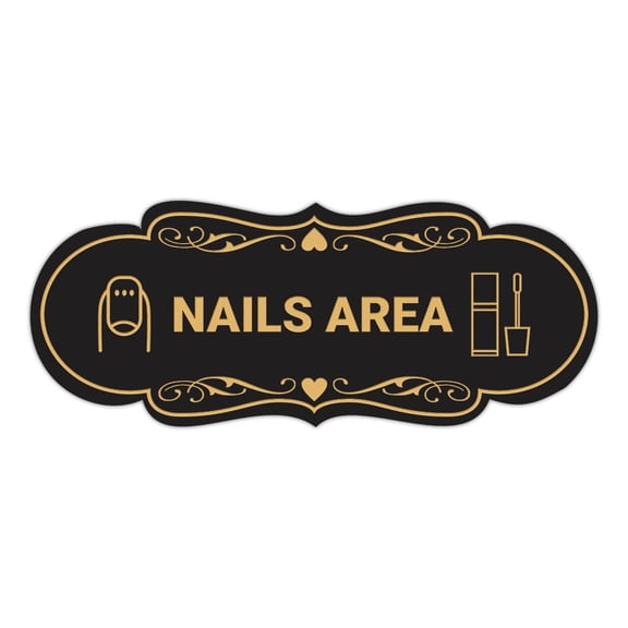 Signs ByLITA Designer Nails Area Makeup Area Sign (Black /Gold) - Small