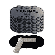 Signs ByLITA Designer Name Tags Blank Badges (1" x 3") With Magnetic Fastener Backing (10 Pack) - Brushed Silver
