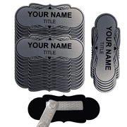 Signs ByLITA Designer Name Tags Blank Badges (1" x 3") With Magnetic Fastener Backing (25 Pack) - Brushed Silver