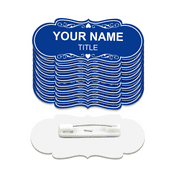 Signs ByLITA Designer Name Tags Blank Badges (1" x 3") With Pin Fastener Backing (10 Pack) - Blue