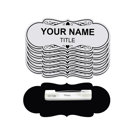 Signs ByLITA Designer Name Tags Blank Badges (1" x 3") With Pin Fastener Backing (5 Pack) - White