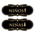 thumbnail image 1 of Signs ByLITA Designer Niños and Niñas 2 Pack Restroom Sign (Black Gold) - Medium, 1 of 6