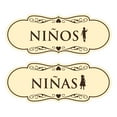 thumbnail image 1 of Signs ByLITA Designer Niños and Niñas 2 Pack Restroom Sign (Ivory/Dark Brown) - Medium, 1 of 6