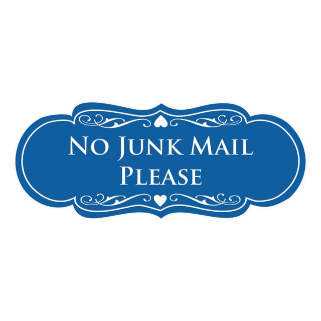 Signs ByLITA Designer No Junk Mail Please Sign (Blue) - Small