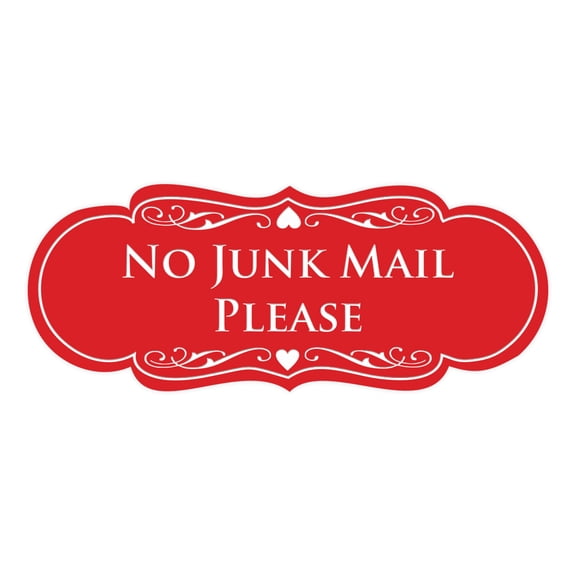 Signs ByLITA Designer No Junk Mail Please Sign (Red) - Medium