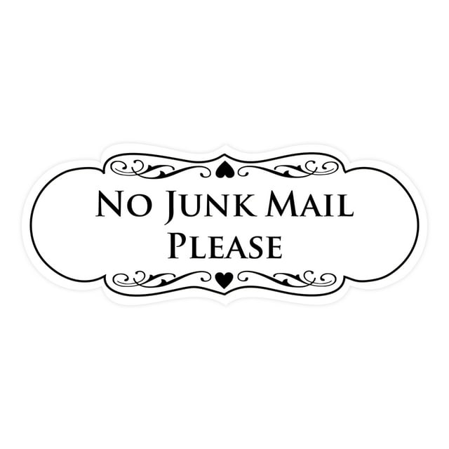 Signs ByLITA Designer No Junk Mail Please Sign (White) - Small