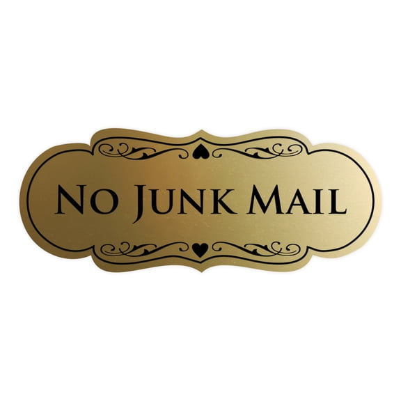 Signs ByLITA Designer No Junk Mail Sign (Brushed Gold) - Medium