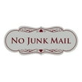 thumbnail image 1 of Signs ByLITA Designer No Junk Mail Sign (Light Grey / Burgundy) - Medium, 1 of 5