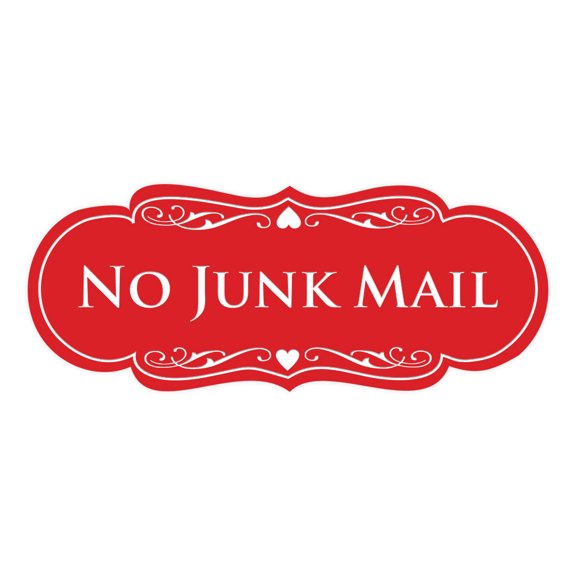 Signs ByLITA Designer No Junk Mail Sign (Red) - Medium