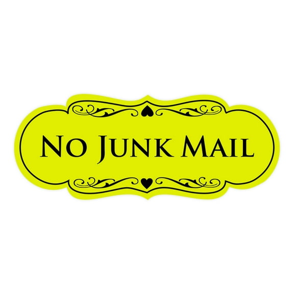 Signs ByLITA Designer No Junk Mail Sign (Yellow / Black) - Large