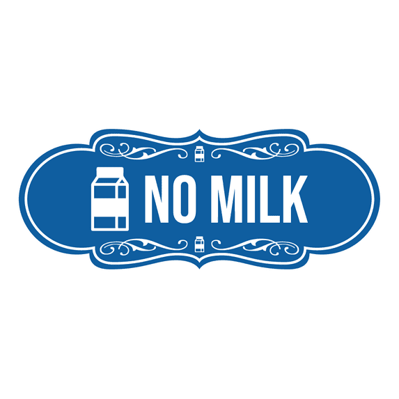 Signs ByLITA Designer No Milk Sign (Blue) - Large