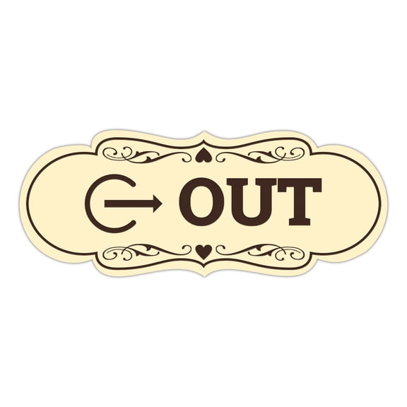 Signs ByLITA Designer Out Sign (Ivory/Dark Brown) - Small