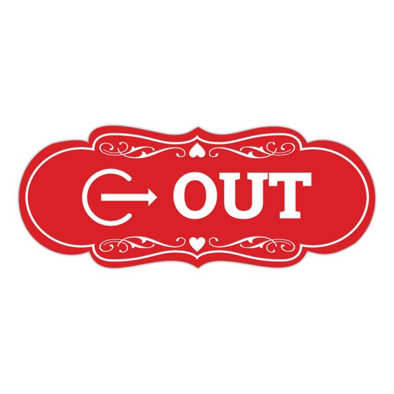 Signs ByLITA Designer Out Sign (Red) - Large