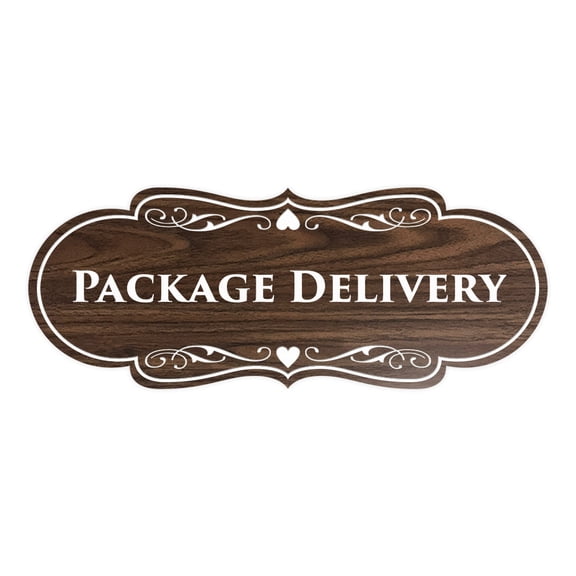 Signs ByLITA Designer Package Delivery Sign (Walnut) - Medium