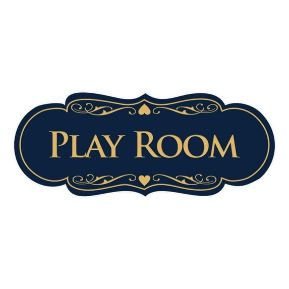 Signs ByLITA Designer Play Room Sign (Navy Blue/Gold) - Medium