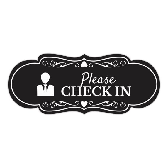 Signs ByLITA Designer Please Check In Sign (Black) - Small