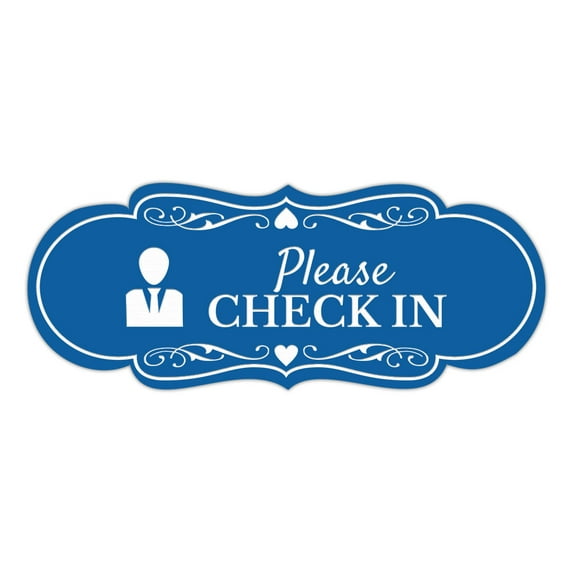 Signs ByLITA Designer Please Check In Sign (Blue) - Medium