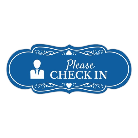 Signs ByLITA Designer Please Check In Sign (Blue) - Small