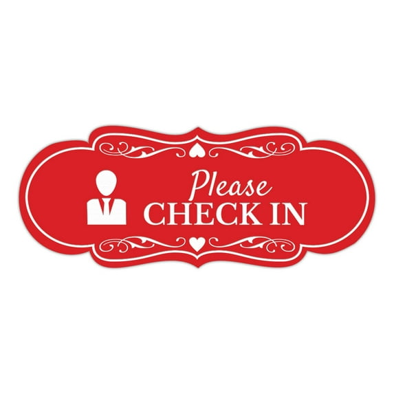 Signs ByLITA Designer Please Check In Sign (Red) - Medium