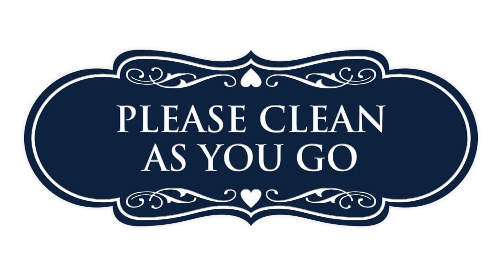 Cleaner Go Sign Signs ByLITA Designer Please Clean As You Go Sign (Navy Blue / White ...