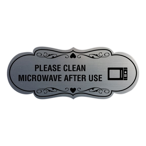 Signs ByLITA Designer Please Clean Microwave After Use Sign (Brushed Silver) - Small