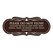 Signs ByLITA Designer Please Do Not Flush Etiqutte Sign(Dark Brown) - Small