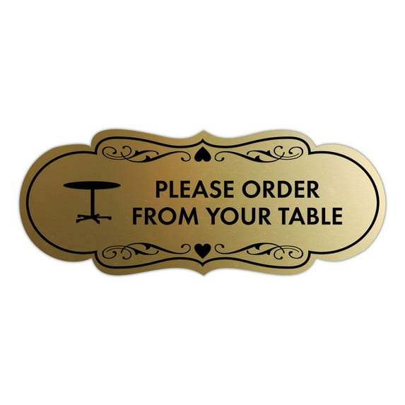 Signs ByLITA Designer Please Order From Your Table Sign (Brushed Gold) - Large