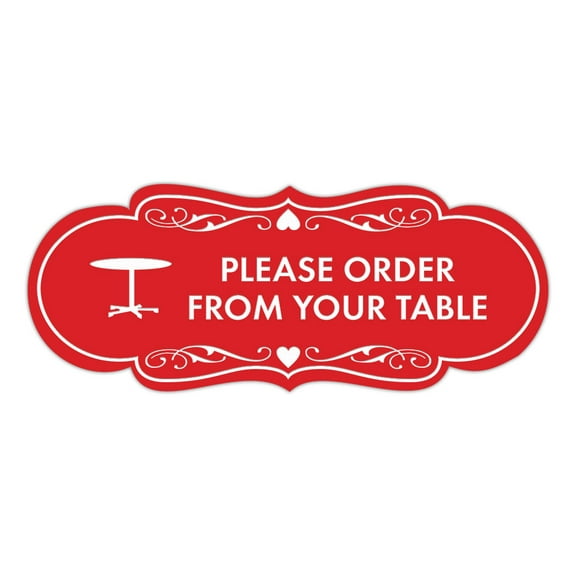 Signs ByLITA Designer Please Order From Your Table Sign (Red) - Large