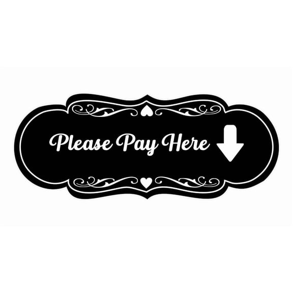 Signs ByLITA Designer Please Pay Here Sign (Black) - Medium