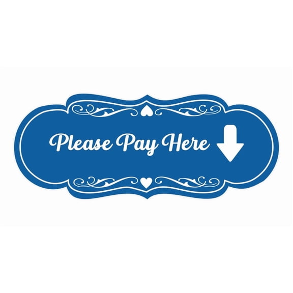 Signs ByLITA Designer Please Pay Here Sign (Blue) - Large