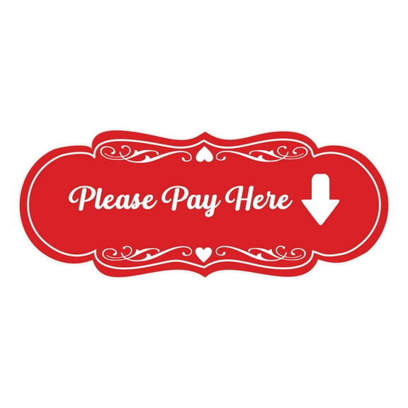 Signs ByLITA Designer Please Pay Here Sign (Red) - Large