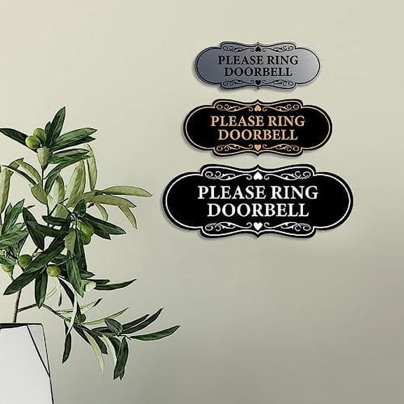 Signs ByLITA Designer Please Ring Doorbell Sign (Black Gold) - Large 10 Pack