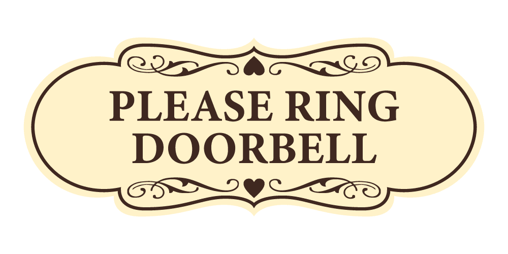 Signs ByLITA Designer Please Ring Doorbell Sign (Ivory/Dark Brown ...